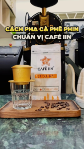 Combo: 1kg Cafe di sản Luxury Heritage và bộ phin nhôm trắng cao cấp dập hoạ tiết bản sắc Việt - CAFÉ IIN