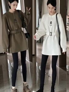 Fashionable Sportswear Dress Womens Autumn Spring Midi Hoodie Dress High Waist Design Casual Waist in And out of Style