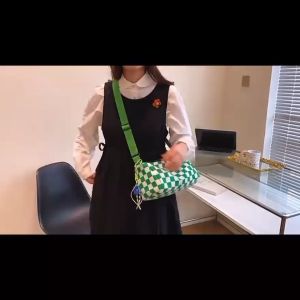 ZGEN21 Western Style Female Bag Korean Version Versatile One-Shoulder Diagonal Wide Shoulder Checkered
