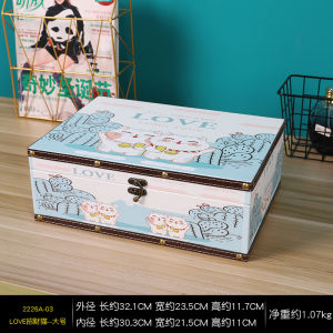 Locked Memorial Love Letter Album Storage Box Password Box Childrens Wooden Box Mobile Phone Storage Dustproof Rectangular Leather Box