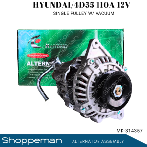 HYUNDAI 4D55 ALTERNATOR ASSEMBLY SINGLE PULLEY WITH VACUUM 110A 12V MD-314357
