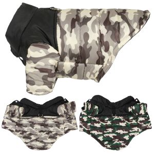 Winter Dog Clothes for Small Medium Dogs Warm Windproof Camouflage Print Pet Coat With D-ring Windproof  Pug Yorkshire Outfits