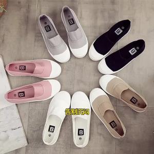Spring New Flat Bottom Slip-on Canvas Shoes Womens White Shoes Versatile Student Korean Style Lazy Shoes Fashion Casual Shoes