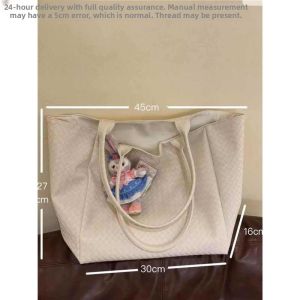 Korean Style Large Capacity Woven Handbag Single Shoulder Commuter Bag Underarm Shopping Bag Casual Simple Style Ladies Bag