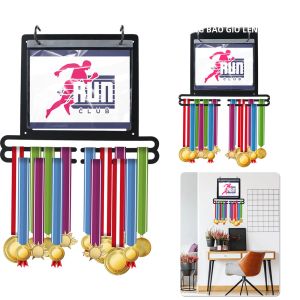 Giá Treo Huy Chương Gắn Tường Với Túi Đựng Số Và Móc Giá Để Đồ Bằng Sắt Dành Cho Trang Trí Marathon Thể Dục Dụng Cụ Bơi Lội