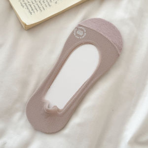 Summer Breathable Invisible Slip-On Boat Socks Womens Thin Cotton Socks Pure Color Non-Slip Matching with Small Leather Shoes