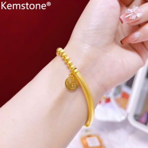 Kemstone Female Bracelet Fu Bracelet Elastic Bead Bangle Bracelets Gold Plated Womens Jewelry