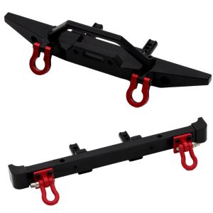 MN Model 1/12 MN128 Remote Control Crawler Metal Upgrade Kit Front And Rear Bumper Protectors With Tow Hook