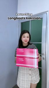 PINKEY P345 Sepatu Boots Panjang Abu Hitam Selutut Winter Musim Dingin Shoes Sepatu Tinggi Wanita