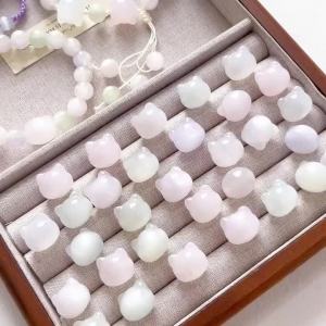 7Pcs UV Light Sensitive Color Changing Resin Cute Cat Head Beads DIY Bracelet Necklace Charm Pendant Jewelry Making Supplies