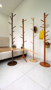 Cây treo quần áo mũ túi xách đa năng cây móc giá treo quần áo đứng bằng gỗ cao 175 cm