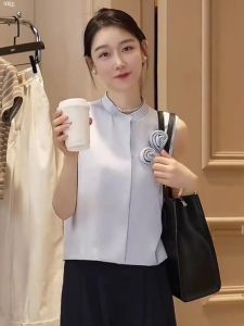 Oajer Flagship Store Womens Blue Sleeveless Shirt New Chinese Style Top Summer Collection Female Vest Fashionable Trendy