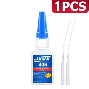 JXVX Extra Strong Multipurpose Superglue 406 Quick Instant Adhesive Cyanoacrylate Hardware Metal Automobile Wood Crafts Hobby Plastic Toys Seconds Bond 20 g with Dispenser