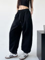 Black High Waist Casual Sweatpants Women's Spring New Loose Versatile Popular Sport Pants Fashionable Loose Comfortable Leggings. 