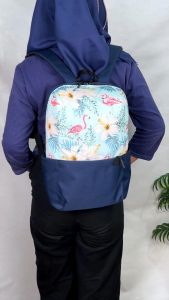 Peonia PNA FLAMINGO HIBISCUS Ransel  Tas Wanita Laptop Punggung  Kantor Kerja Sekolah Kuliah Outdoor Trendy Fashion Style Travel Casual Backpack Anak Remaja Perempuan Selempang Cewek Bag