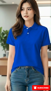 Áo Polo Nữ Bee Vải Cá Sấu Thái cao cấp trơn màu Xanh Coban thời thượng tôn dáng công sở