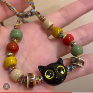 Nicedays🍒Gelang Tali Tenun Berwarna-warni Gelang Manik-manik Kucing Gelang Musim Panas Wanita Gelang Kelas Atas