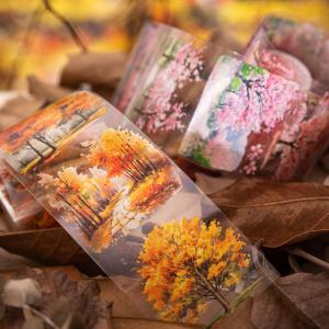 Forest Maple Sakura Birch Tree And Forest PET Landscape Adhesive Tape DIY Scrapbooking Card Decoration Material Sticker