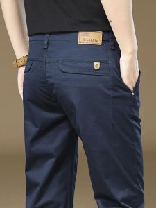 Spring Autumn Mens Casual Straight Leg Work Pants Business Dress Trousers Wear Resistant Comfortable Fit mid Waist Zipper