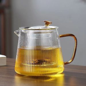 JustLiving Glass Teapot Sets with 2Pcs Tea Cups Thickened Heat-Resistant Borosilicate Glass Tea Sets Blooming and Loose Leaf Tea Maker Stovetop Safe