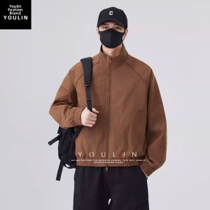YOULIN | Wine Red Fitted Stand-up Collar CleanFit Bomber Jacket
