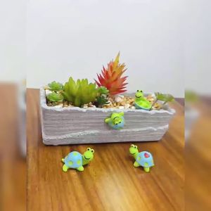 Set 4 rùa xanh dễ thương tiểu cảnh bày bàn làm việc bàn học tủ sách taplo ô tô