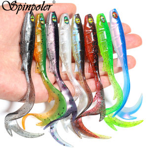 Spinpoler Fireflow Soft Bait Fishing Lure Long Curl Tail With Eye 9.5cm Silicone Fake Fish Bass Pike Sea Freshwater Saltwater