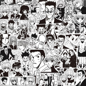 Bandai | Gói Nhãn Dán Manga HUNTER×HUNTER Graffiti - 10/30/70 Miếng Dán Đen Trắng DIY Chống Thấm Nước Cho Điện Thoại Máy Tính Xách Tay Hành Lý - Bộ Sưu Tập Anime Cổ Điển