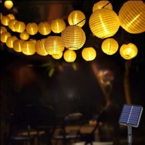 1PC 5M10LED/8M20LED Solar White Lantern String with 8 Lighting Modes Used for Garden Party Wedding and Courtyard Decoration