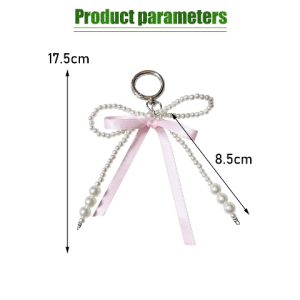 Bag Charm Korea Hiasan Tas | Gantungan Kunci Tas Pita Mutiara Lucu Ribbon Keychain Hp Phone Strap | Bandolan Tas Wanita Aesthetic