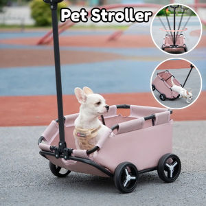 Small Pet Stroller Dog Cat Teddy Stroller for Trip Pet Stroller Lightweight Folding Four Wheel Shock Absorption Pet Car