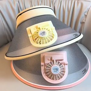 Summer UV Protection Visor women Beach Hat 3-speed Regulation Electric Fan Empty Top Hat Holiday Sunshade Bicycle Sun Hat