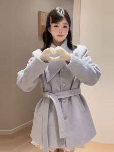 Áo khoác CHANGTONG len dày dài vừa có nút phong cách Hàn Quốc