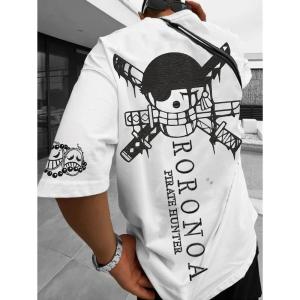 เสื้อยืดโอเวอร์ไซส์ลายการ์ตูนวันพีซโซโลสำหรับผู้ชาย เสื้อยืดแขนสั้นลำลองสไตล์สตรีทแวร์คอสเพลย์ เสื้อผ้าสตรีทแวร์ Y2k สำหรับฤดูร้อน