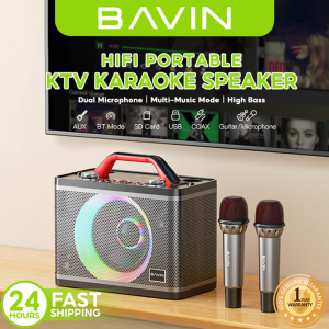 BAVIN BM10 Bluetooth Speaker with Mic Wireless Bluetooth Dual Microphone Karaoke Duet Speaker 3D Stereo Amplifier Party