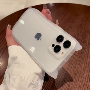 Cute Cat Ear White Clear Phone Case For iPhone 17 AIR 16 Pro Max 15 14 13 12 11 Pro Max Shockproof Dustproof Soft Cover