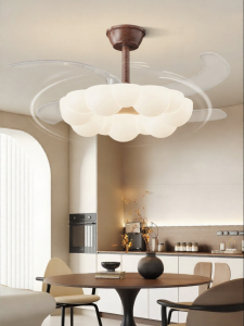 DGY | Ceiling Fan Light With Creamy Style Full Spectrum For Bedroom Living Dining Room