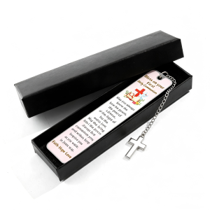 First Holy Communion Metal Bookmark With Cross Chain Inspirational Bible Verse Page Marker Christian Religious Keepsake Gift Box