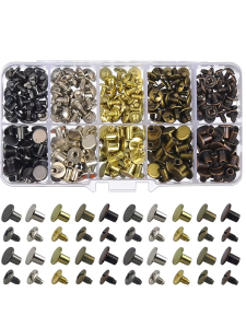 150 Bộ Ốc Vít Đầu Tròn Dẹt 8MM Đinh Tán Kim Loại Dùng Trang Trí Da Khóa Vít Hợp Kim Kẽm Hỗn Hợp Nhiều Loại Trong Hộp