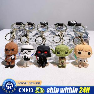 Star Wars Anime Figure Yoda Keychain Mandalorian Darth Vader Chewbacca PVC Model Doll Key Ring Pendant Accessories Gifts