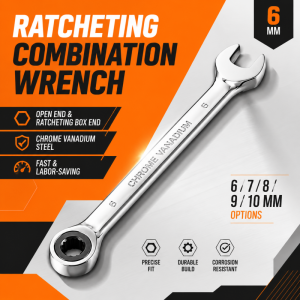 High Quality Ratchet Spanner A Set of Keys Gear Ring Chrome Vanadium Combination Ratchet Spanner 6-10mm Nut Sets Wrench