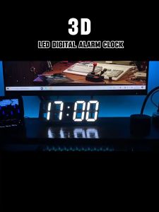 3D Led Wall Clock Modern Digital Alarm Clock Night Alarm Desk Clock Unique Design Room Decor Aesthetic Home Game Room Decor