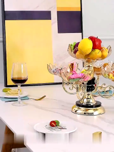 BHQ Rotatable Multi-Layer Fruit Plate Snack Candy Cookie Cupcake Storage Plate Organizer Living Room Use