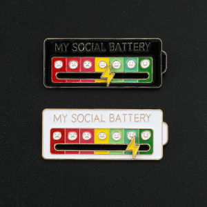 Bandai | Mood Expression Pins for Women Men My Social Battery Brooches on Clothes Funny Alloy Badge Gifts