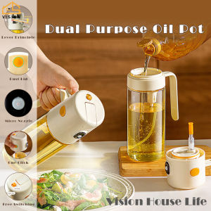 Tầm nhìn 2 in1 dầu bình xịt dầu pourer 550ml dual-sử dụng chai nhớt chống rò rỉ phun và đổ Thùng chứa dầu thủy tinh gia dụng dụng cụ chiết dầu chai đựng gia vị dụng cụ nhà bếp