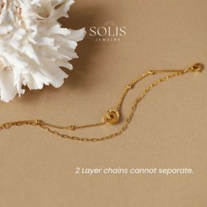 Interlocking Gold Charm Bracelet • 18K Gold Plated Waterproof Non-Fade • 316L Stainless Titanium Steel Fashion Bangle For Women Men BR438