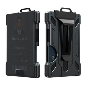 Ví Kim Loại Nhôm Mỏng Dành Cho Nam Với Kẹp Tiền 1 Ngăn Trong Suốt Đựng Thẻ Chống RFID Chứa Được Tối Đa 15 Thẻ Và Tiền Mặt