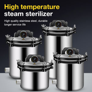 220V High-pressure Steam Sterilizer 8L 12L 18L 24L Automatic Sterilization Autoclave Pot Liner Double Valve Sterilizer for Lab Stainless Steel