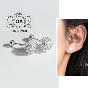 Bông tai bạc 925 bồ công anh chốt bi vặn khuyên tròn S925 DANDELION QA SILVER Earrings EA240909