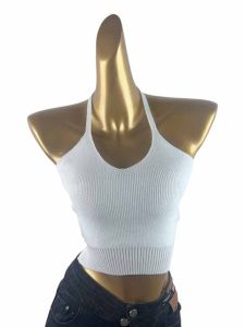 Gợi Cảm Cay Bé Gái Dệt Kim Dây Đeo Vai  Áo Hai Dây Nữ Ngắn Áo Croptop Ngâm Bụng Phong Cách Mới Mùa Hè Thời Trang Sành Điệu Thời Trang Dây Đai Treo Cổ